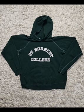 VTG 80s St. Norbert College Green Raglan Hoodie M